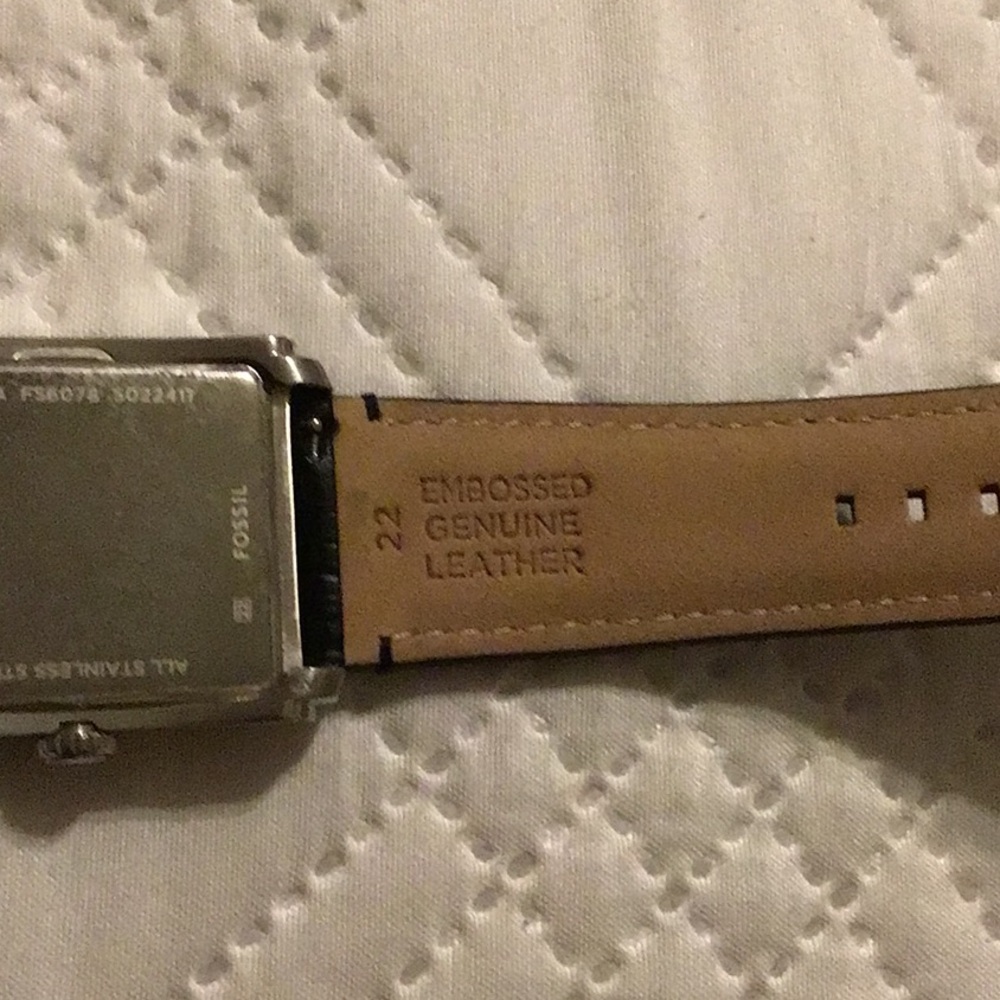 Fossil Silver-Tone Rectangular Watch with Black L… - image 6